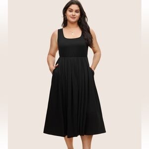 BloomChic Plus Size 2XL Supersoft Essentials Solid Gathered Tank Dress us18-20